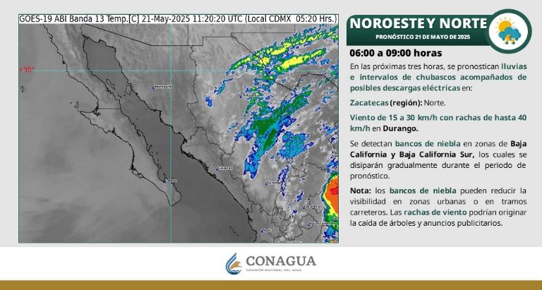 Clima en Sonora para HOY miércoles 21 de mayo. Foto: Conagua