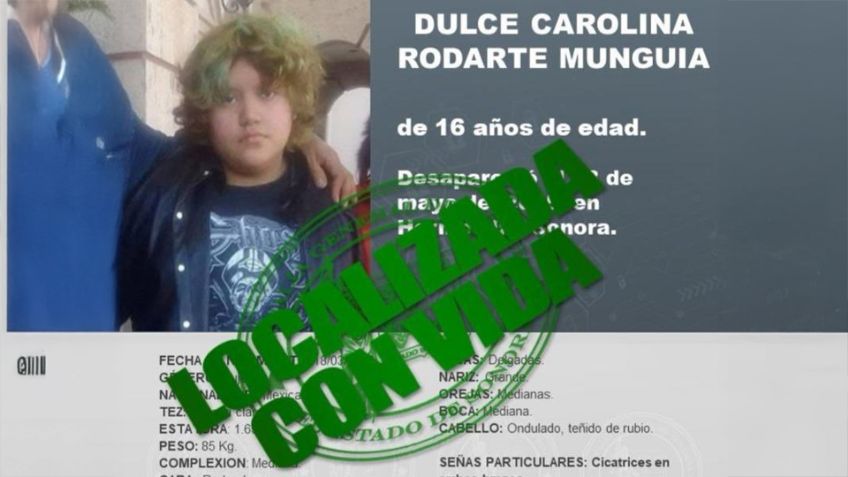 Localizan sana y salva a Dulce Carolina, menor reportada como desaparecida en Hermosillo