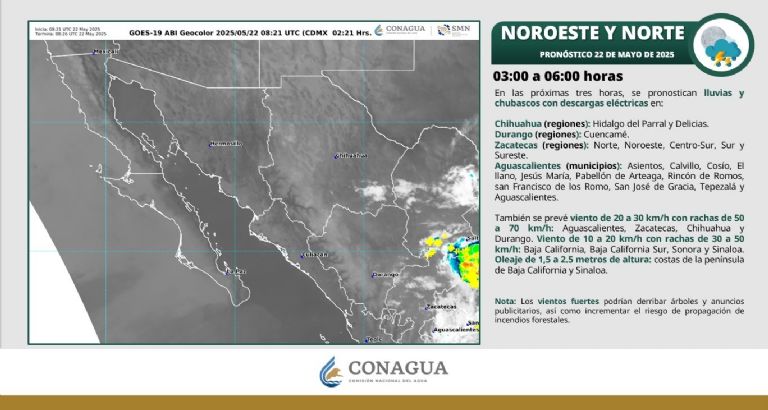 Clima en Sonora para hoy, jueves 22 de mayo. Foto: Conagua