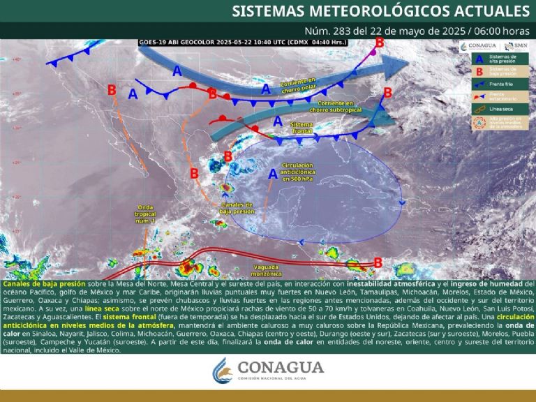 Clima en México para HOY jueves 22 de mayo. Foto: Conagua