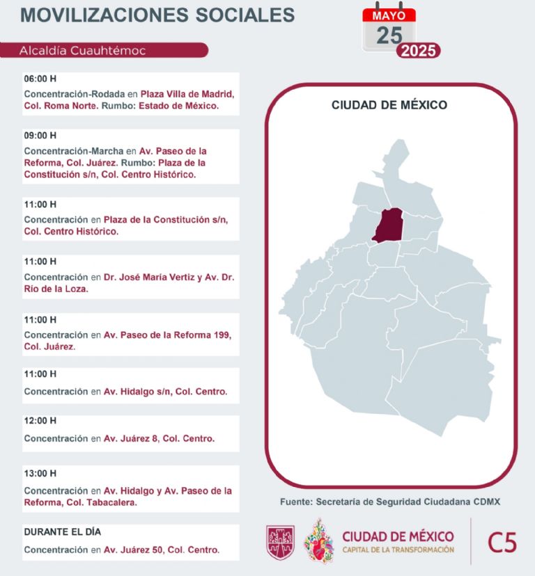 Tráfico en CDMX hoy domingo 25 de mayo