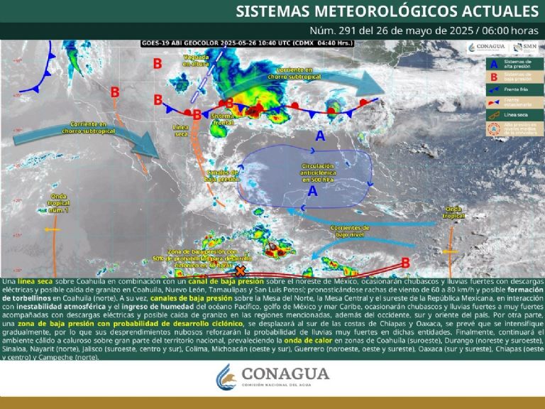 Clima en México para este lunes 26 de mayo de 2025. Foto: Conagua