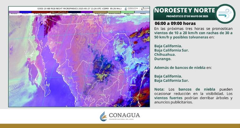 Clima en Sonora para hoy martes 27 de mayo. Foto: Conagua
