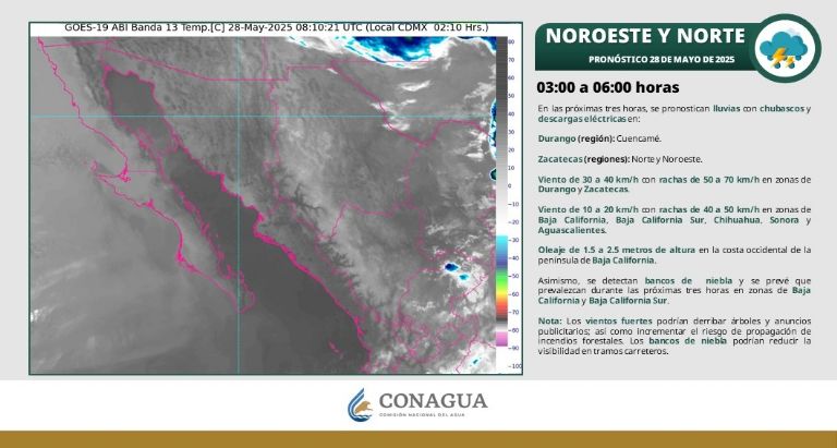 Clima en Sonora para HOY miércoles 28 de mayo. Foto: Conagua