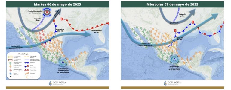 Pronóstico del clima del 6 y 7 de mayo. Foto: CONAGUA