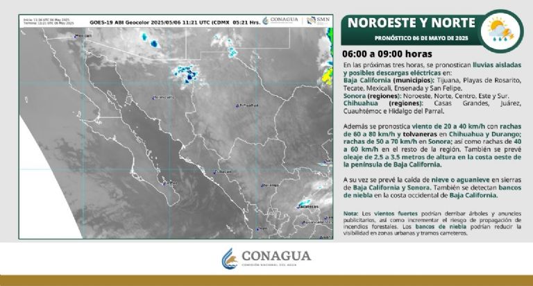 Clima en Sonora para HOY martes 6 de mayo de 2025. Foto: CONAGUA