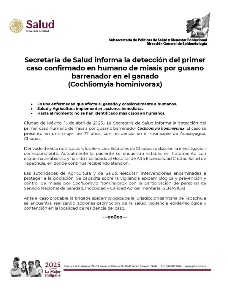 Comunicado de Epidemiología México
