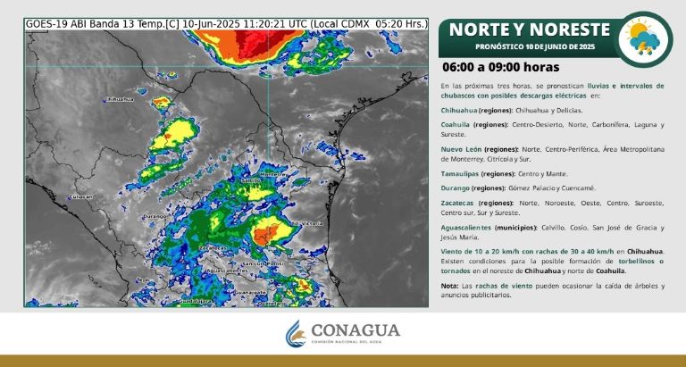 Clima en Sonora para HOY martes 10 de junio. Foto: Conagua