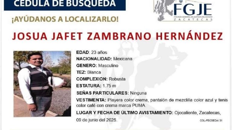 Desaparición de hijo del alcalde de Ojocaliente moviliza operativo en Zacatecas