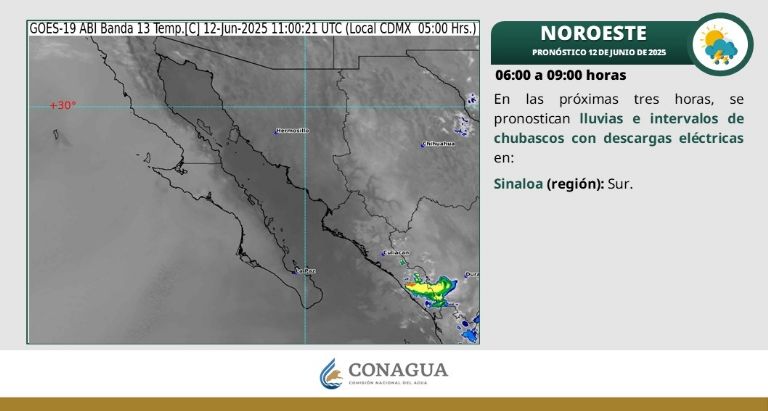 Clima en Sonora para este jueves 12 de junio. Foto: Conagua