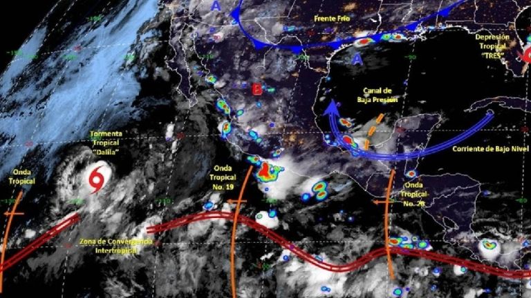 Conagua anuncia la presencia de la tormenta tropical Dalila en cuatro estados
