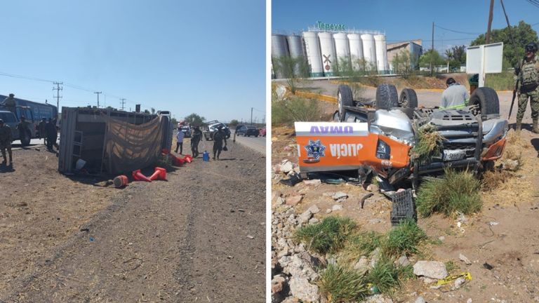 Las dos unidades oficiales accidentadas en Ciudad Obregón