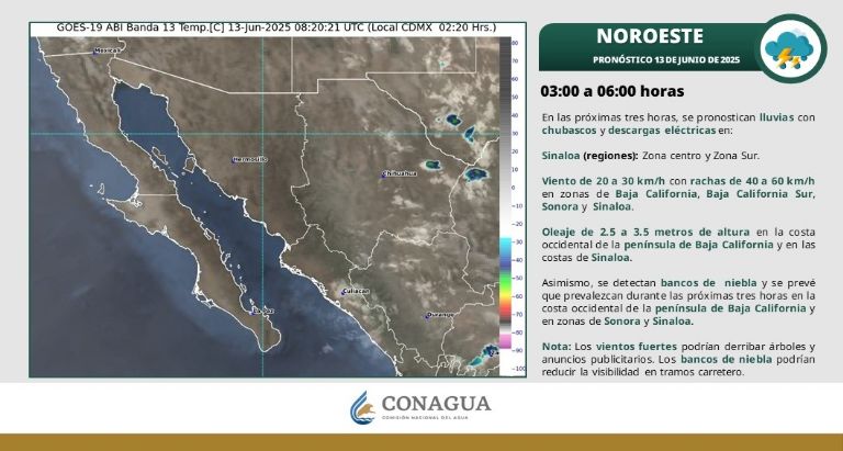 Clima en Sonora para HOY viernes 13 de junio. Foto: Conagua