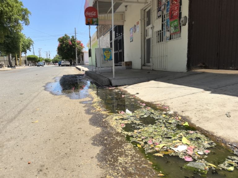 Las calles lucen con encharcamientos de aguas negras
