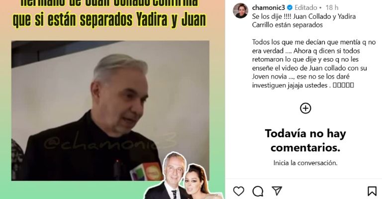 Hermano de Juan Collado envía contundente mensaje a Yadhira Carrillo tras separación