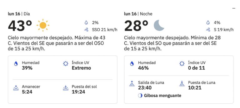 Clima en Hermosillo para HOY lunes 16 de junio. Foto: The Weather Channel