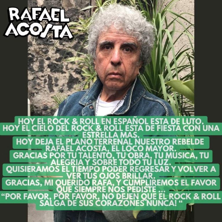 A través de la pagina oficial de Facebook se dio a conocer el deceso de Rafael Acosta