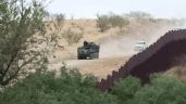 Foto ilustrativa de la nota titulada Estados Unidos vigila con vehículos blindados del Ejército la frontera de Nogales