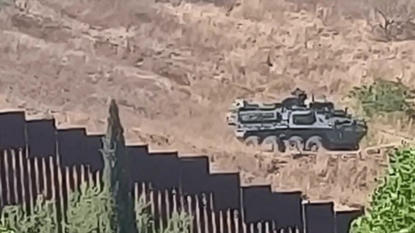Estados Unidos vigila con vehículos blindados del Ejército la frontera de Nogales