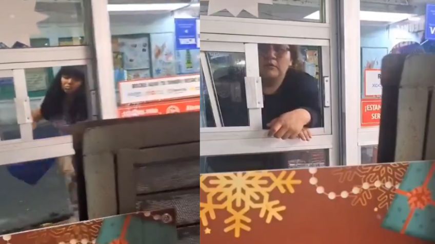 Mujeres desesperadas por alcohol insultan a trabajador de tienda OXXO y dañan el lugar