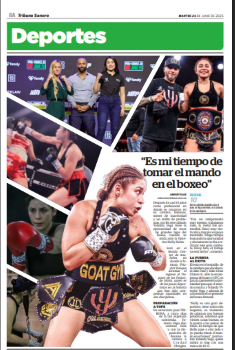 La boxeadora cajemense Yolanda 'Pitayita' Vega se declara lista para arruinar el regreso de la histórica Holly Holm este sábado