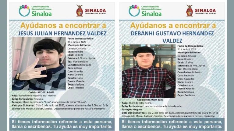 Las autoridades exhortaron a la ciudadanía que sepa algún indicio sobre su posible paradero comunicarse al número 6671841256.