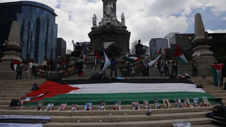 Protestan en Ángel de la Independencia por genocidio contra el pueblo palestino por Israel