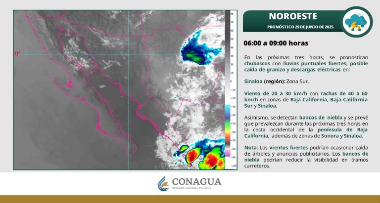 Clima en Sonora para hoy, domingo 29 de junio de 2025. Foto: Conagua
