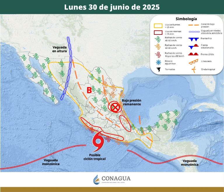 Pronóstico del clima para el lunes 30 de junio. Foto: Conaga