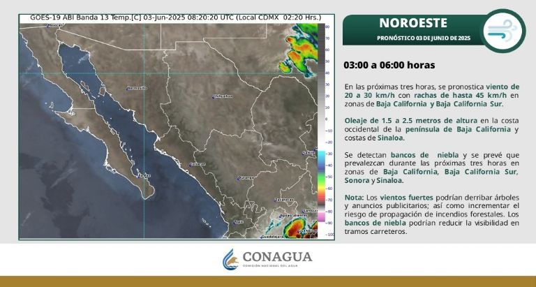 Clima en Sonora para HOY martes 3 de junio. Foto: Conagua