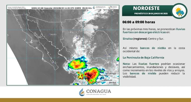 Así será el clima en Sonora este lunes 30 de junio. Foto: Conagua