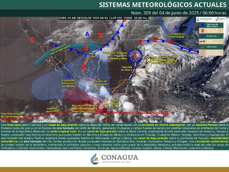 Clima en México para HOY miércoles 4 de junio. Foto: Conagua
