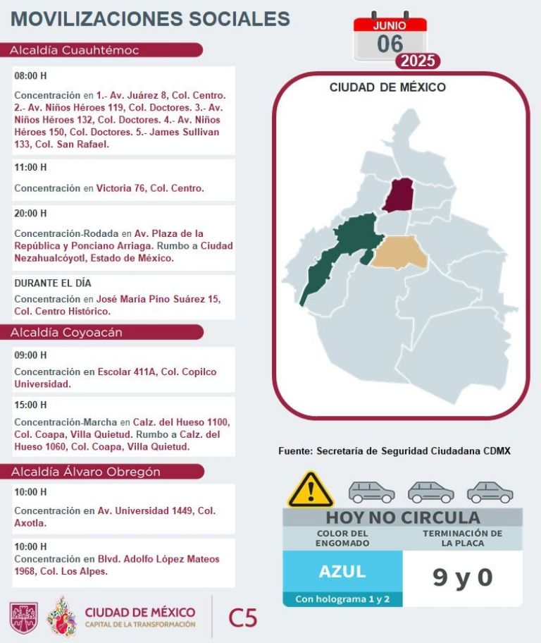 Tráfico en CDMX hoy viernes 6 de junio