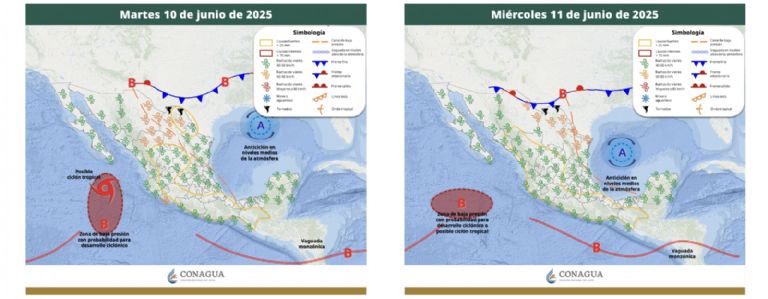 Clima en México para esta segunda semana de junio. Foto: Conagua