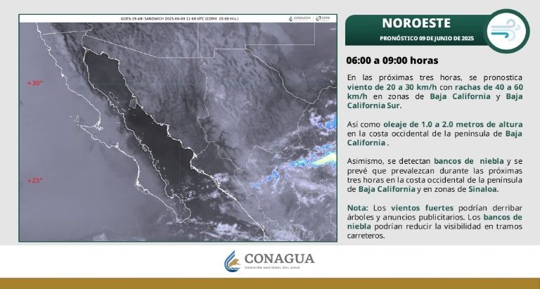 Clima en Sonora para HOY lunes 9 de junio. Foto: Conagua