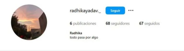 Mensaje en Instagram de Radhika Radav