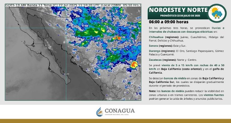 Así será el clima en Sonora este martes. Foto: Conagua