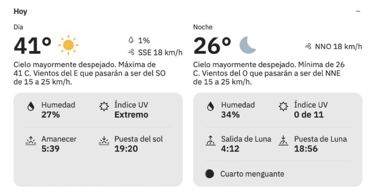 Así será el clima en Hermosillo este miércoles. Foto: The Weather Channel