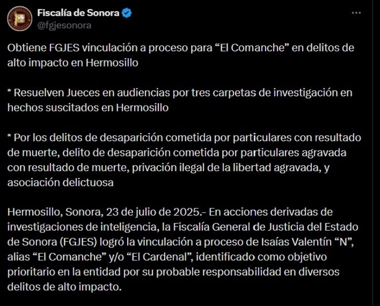 Boletín de la Fiscalía de Sonora