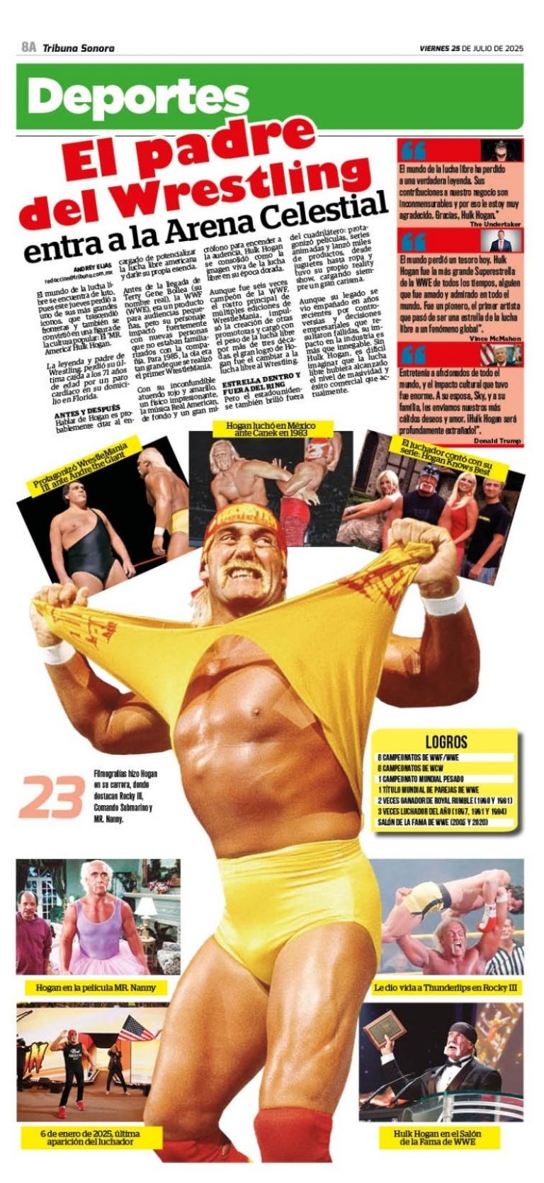 Hulk Hogan: El hombre que cambió la lucha libre al wrestling y potencializó la WWE