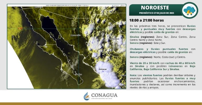  Chubascos está noche en Sonora