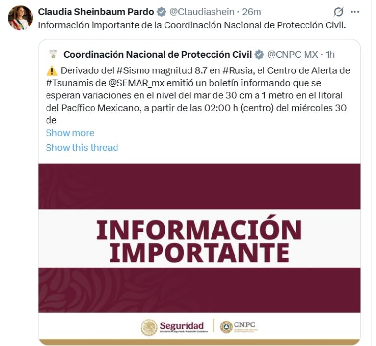Información compartida por la presidenta