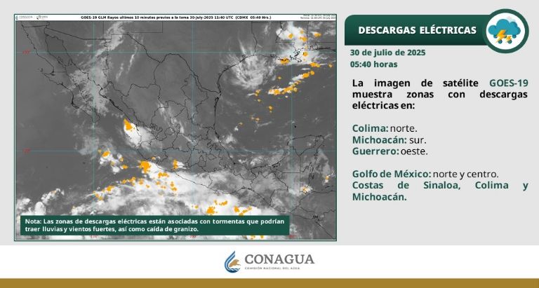 Así será el clima en México HOY miércoles 30 de julio. Foto: Conagua