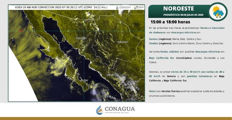 Reporte del clima para esta tarde en Sonora
