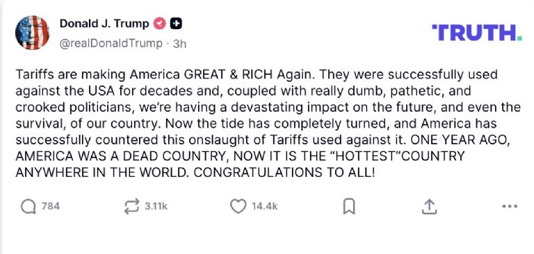 Trump festeja aranceles; hoy hablará con Sheinbaum