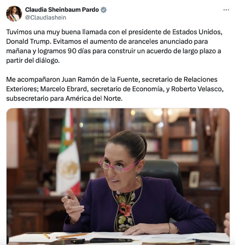 Sheinbaum señaló que tuvo una buena llamada con Donad Trump. Foto: X