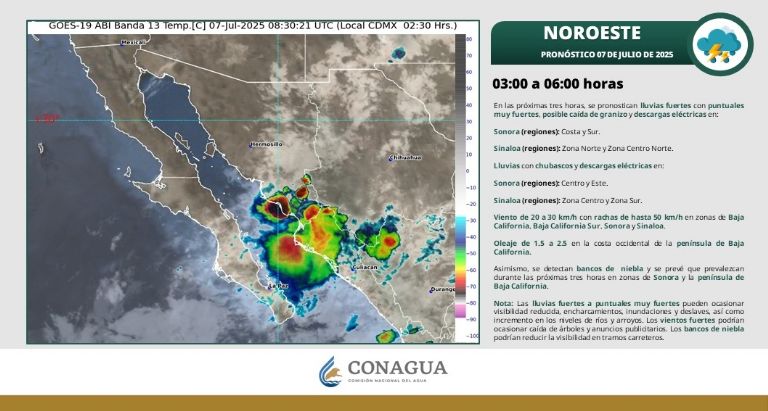 Así será el clima en Sonora este lunes 7 de julio. Foto: Conagua