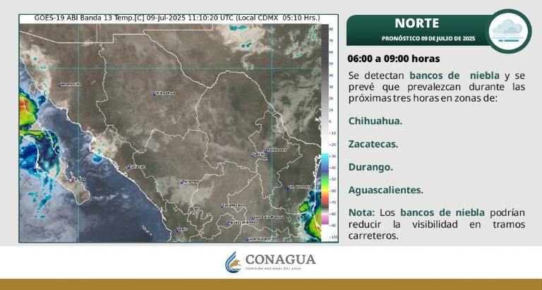Así será el clima en Sonora este miércoles 9 de julio. Foto: Conagua