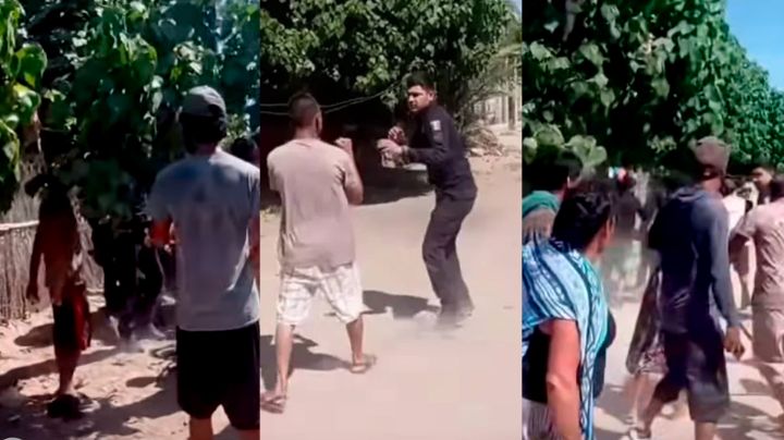 VIDEO: Familiares y vecinos de 'tirador' IMPIDEN su arresto en Bahía de Kino; huye y policía lo atrapa