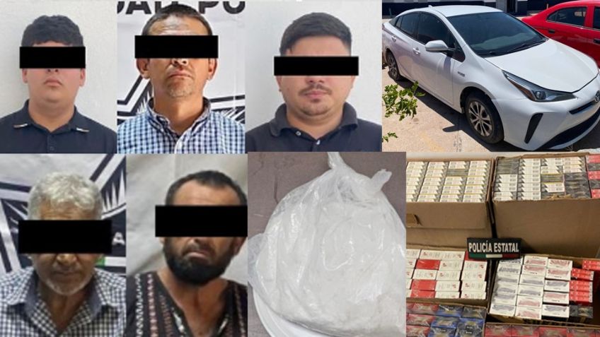 Detienen a cinco sujetos en la frontera de Sonora; aseguran droga y cigarros ilegales